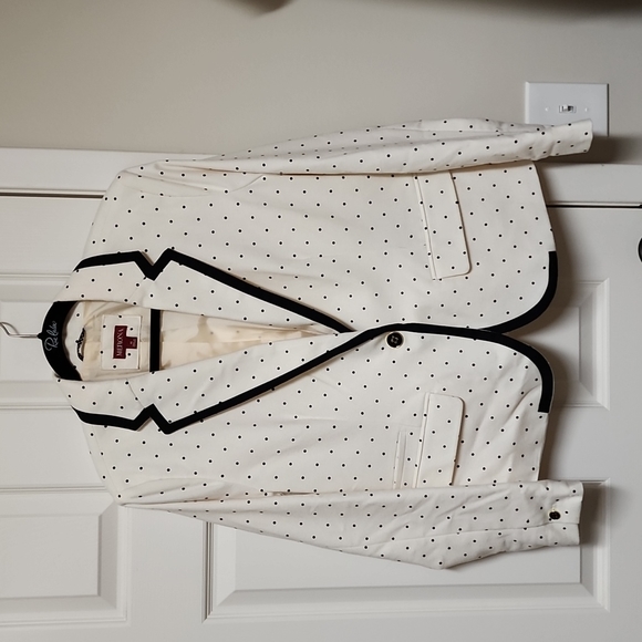 Merona Black & Cream Polka Dot Suit Jacket Blazer Women's 16 EUC - Picture 1 of 10